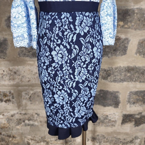 PAPER DOLLS London sz 6 Paper Dolls two tone contrast lace pencil dress - Picture 2 of 6